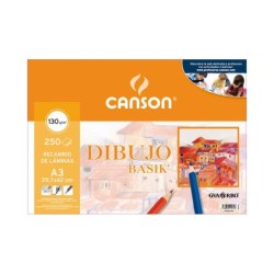 PAPEL BASIK CANSON A3 130G LISO PACK 250