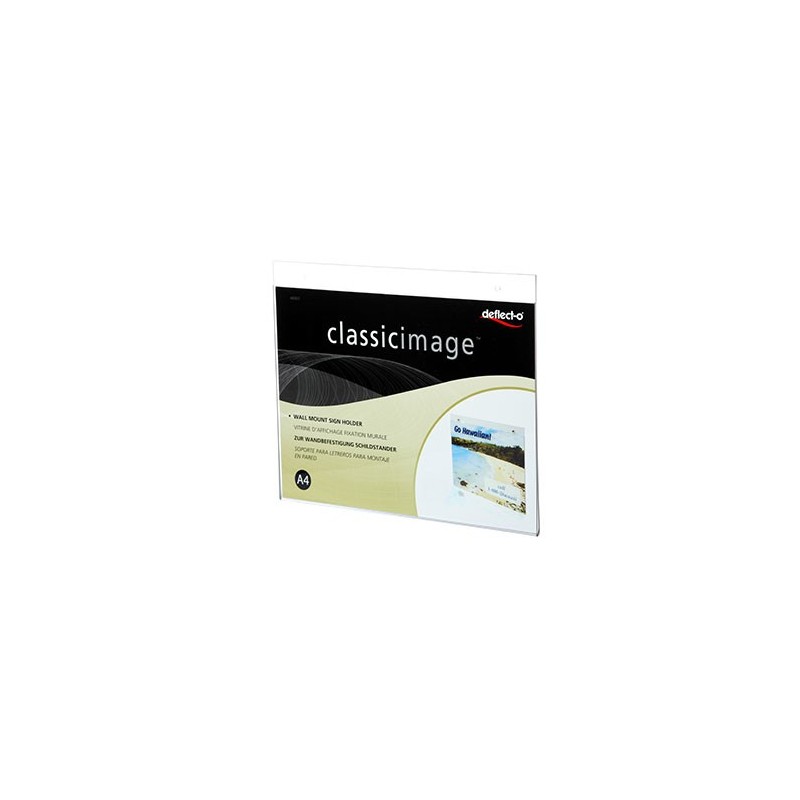 DEFLECTO EXPOSITOR PARED A4 HORIZONTAL TRANSPARENTE