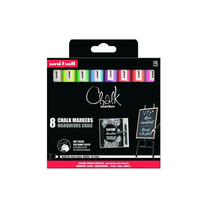 ROTULADORES UNIBALL PWE 5M EFECTO TIZA PACK 8