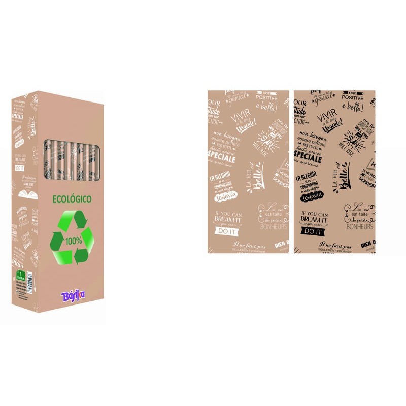 PAPEL DE REGALO KRAFT RECICLADO FRASES POSITIVAS 70X150CM