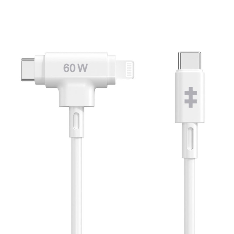 CABLE MULTIUSB 1.5M USB-C A USB-C/LIGHTNING BLANCO HYPER