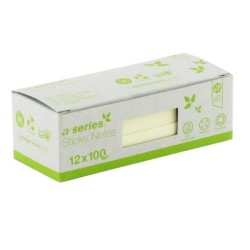 BLOC DE NOTAS ADHESIVAS RECICLADAS AMARILLAS 50X40MM A-SERIES AS1396