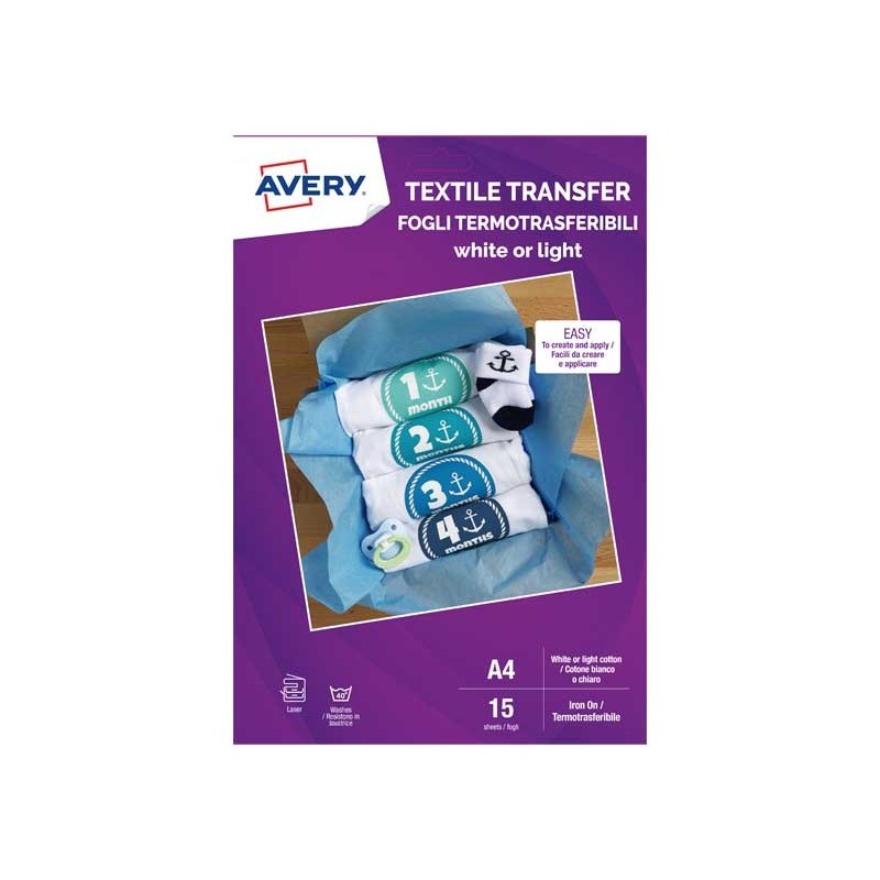 CAJA 15h PAPEL AVERY TRANSFER TEXTIL