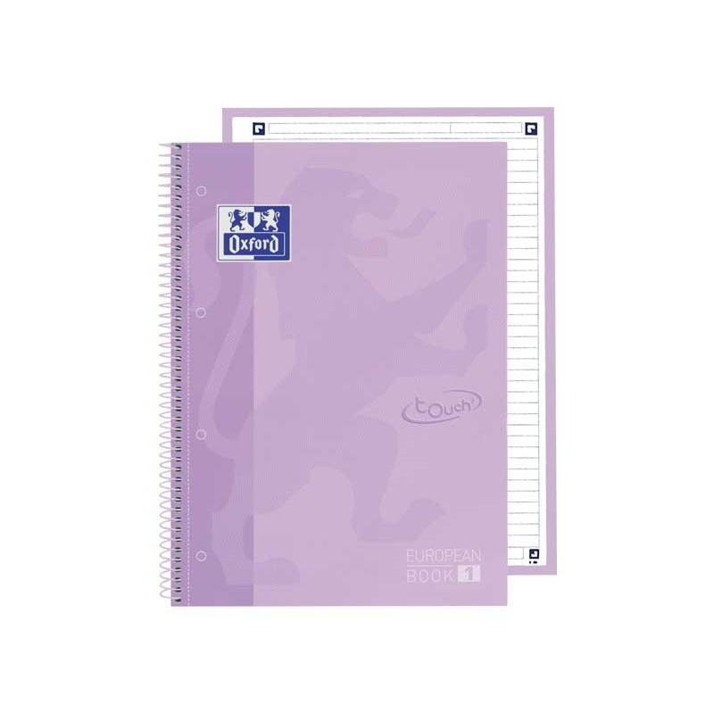 CUADERNO OXFORD "EUROPEANBOOK 1 TOUCH" A4+ 80h HORIZONTAL COLORES PASTEL