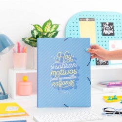CARPETA MR WONDERFUL CARTÓN SEPARADORA CON GOMA ELÁSTICA HOY TE SOBRAN MOTIVOS