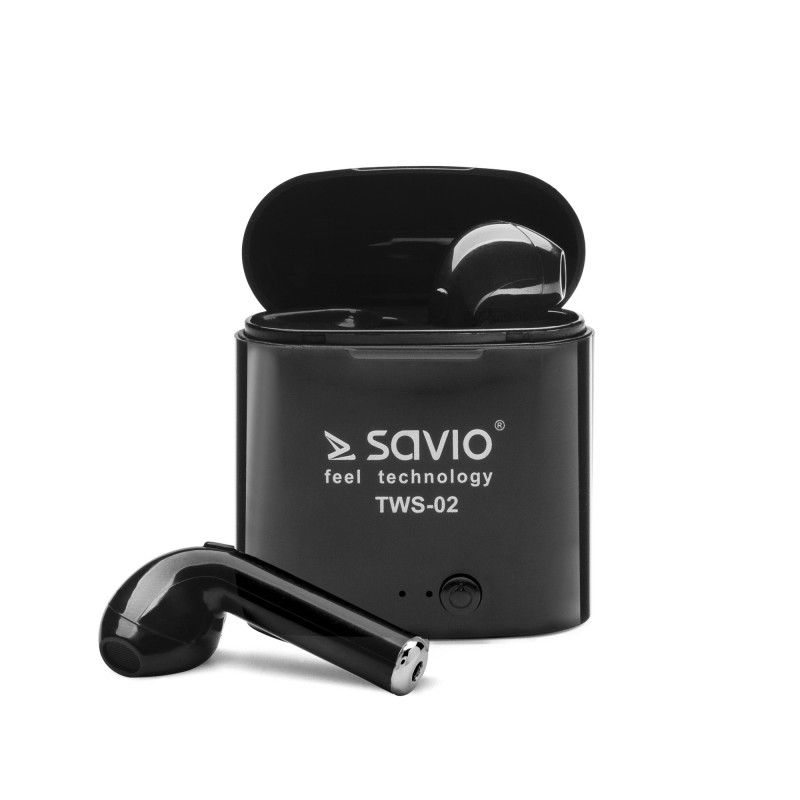 AURICULARES INALÁMBRICOS NEGROS TWS-02 SAVIO