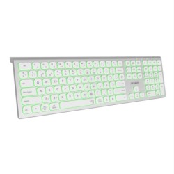 TECLADO BLUETOOTH + RF ILUMINADO EXTENDIDO PLATEADO BLANCO SUBBLIM