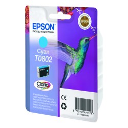 CARTUCHO DE TINTA CIAN EPSON T0802 C13T08024021 ORIGINAL ETIQUETA RF PARA IMPRESORAS
