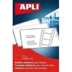 FUNDA ADHESIVA TARJETA 60X95MM APLI 10 UNIDADES