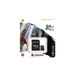 TARJETA MICROSD 64GB UHS-I CLASE 10 KINGSTON CANVAS SELECT PLUS CON ADAPTADOR