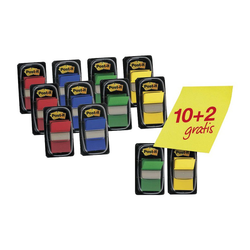 PACK 10 INDICES POST-IT ADHESIVOS MEDIANOS + 2 REGALO