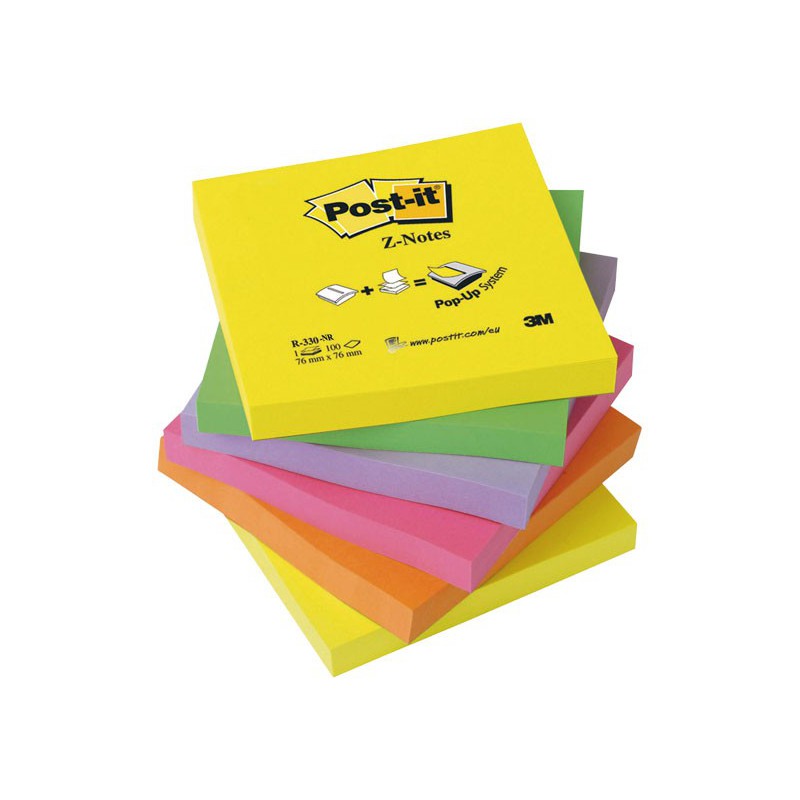 PACK 6 BLOCS Z-NOTAS POST-IT 76x76mm NEÓN