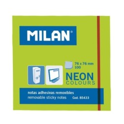 BLOC NOTAS ADHESIVAS VERDE NEÓN 76X76MM MILAN 85433
