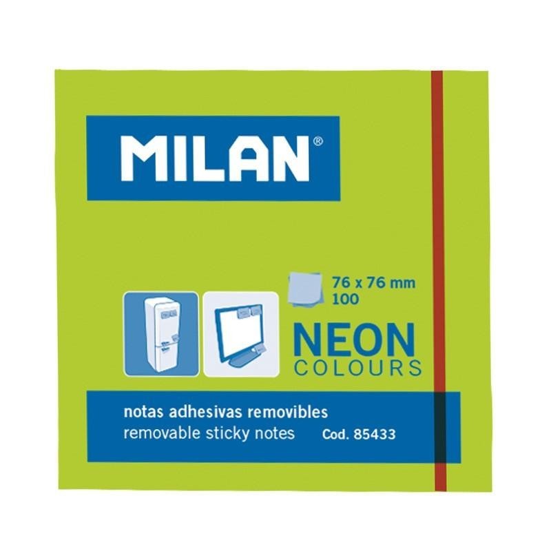 BLOC NOTAS ADHESIVAS VERDE NEÓN 76X76MM MILAN 85433