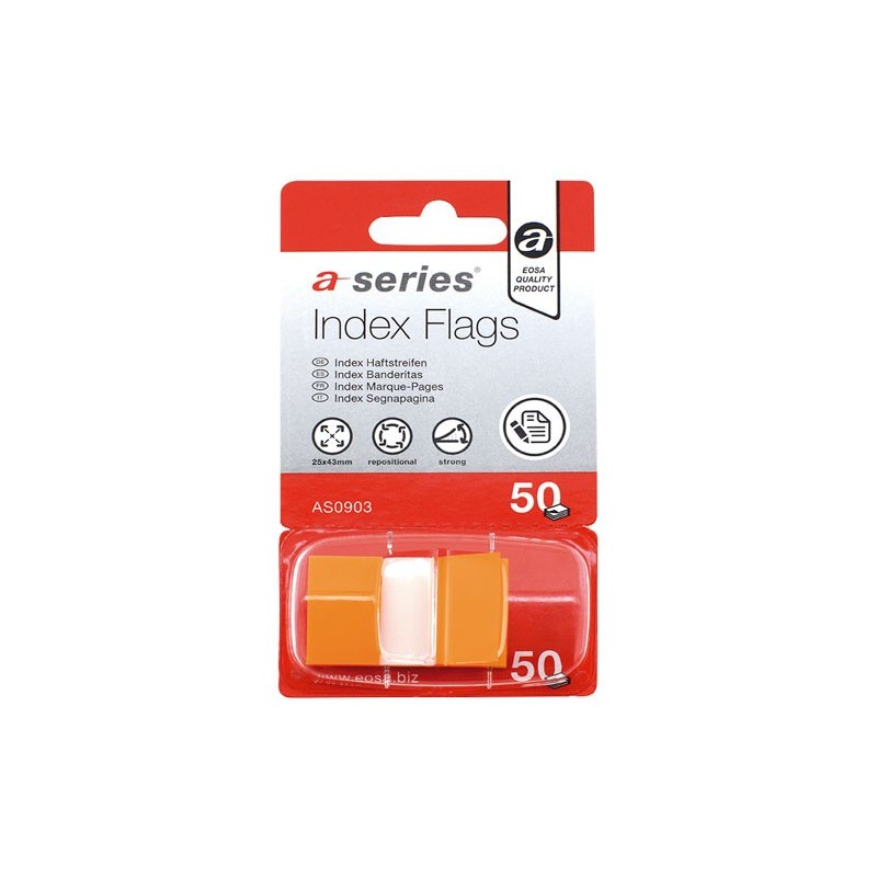 ÍNDICES AUTOADHESIVOS 50H 12X44MM NARANJA A-SERIES