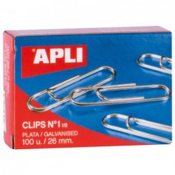 CAJA 100 CLIPS APLI Nº 1,5 GALVANIZADOS