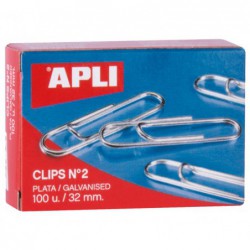 CAJA 100 CLIPS APLI Nº 2 GALVANIZADOS