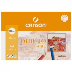 MINIPACK 10h LÁMINAS CANSON DE DIBUJO BASIK 130gr A4