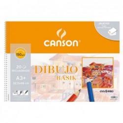 BLOC 20h CANSON DE DIBUJO BASIK 150gr A3+ MICROPERFORADO LISO