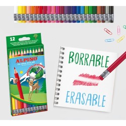 ESTUCHE 12 LÁPICES DE COLORES ALPINO BORRABLES