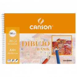 BLOC 20h CANSON DE DIBUJO BASIK 130gr A4+ MICROPERFORADO CON TALADROS