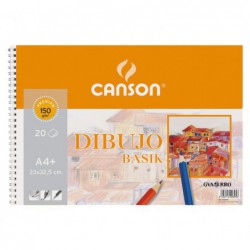 BLOC 20h CANSON DE DIBUJO BASIK 150gr A4+ MICROPERFORADO LISO