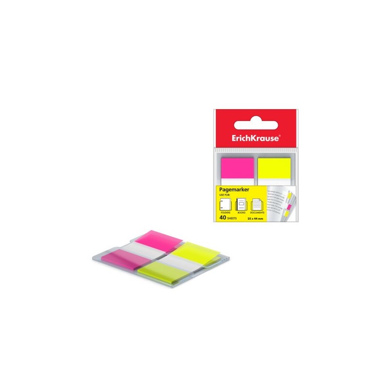 MARCAPÁGINAS NEÓN 25X44MM AMARILLO/ROSA 40U ERICH KRAUSE