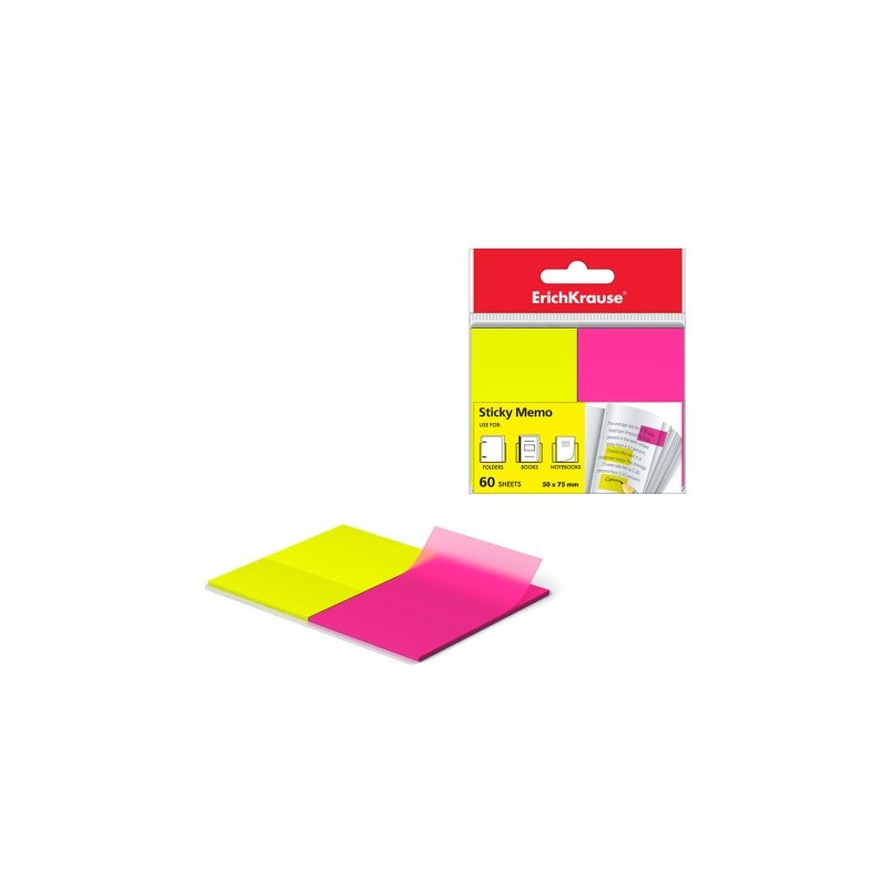 MARCAPÁGINAS NEÓN 50X75MM AMARILLO/ROSA 60U ERICH KRAUSE
