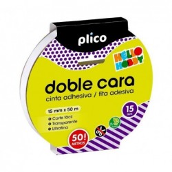 CINTA ADHESIVA PLICO DOBLE CARA 15mm x 50m