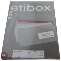 ETIQUETAS ADHESIVAS IMPRIMIBLES ETIBOX A4 BLANCAS CAJAS