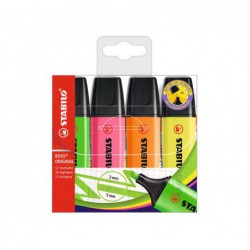 ESTUCHE 4 MARCADORES FLUORESCENTES STABILO BOSS ORIGINAL