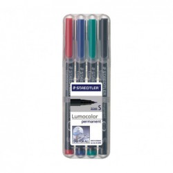 ESTUCHE 4 ROTULADORES STAEDTLER LUMOCOLOR PERMANENTE 0,4mm