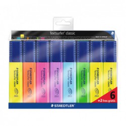 ESTUCHE 6+2 MARCADORES FLUORESCENTES STAEDTLER TEXTSURFER CLASSIC