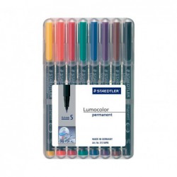 ESTUCHE 8 ROTULADORES STAEDTLER LUMOCOLOR PERMANENTE 0,4mm