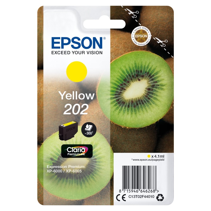 CARTUCHO DE TINTA AMARILLO EPSON KIWI 202 C13T02F44010 ORIGINAL PARA IMPRESORAS
