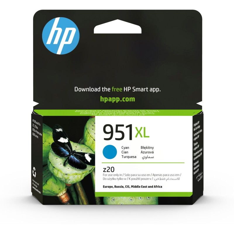 CARTUCHO DE TINTA CIAN HP 951XL ALTA CAPACIDAD (~1500 PÁGINAS)