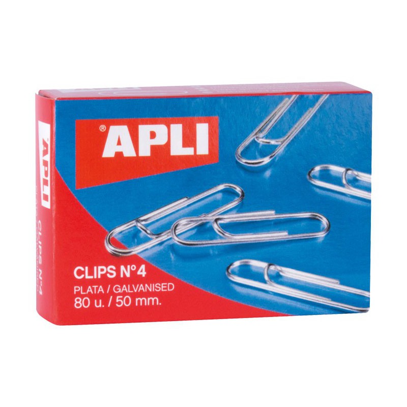 CAJA 80 CLIPS APLI Nº 4 GALVANIZADOS