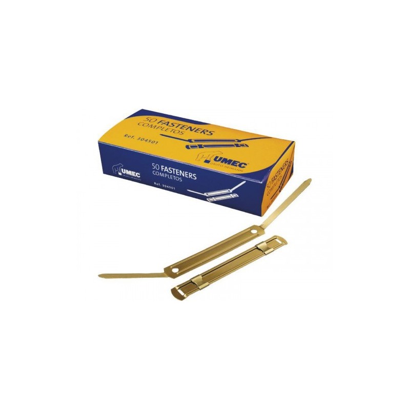 CAJA 100 FASTENER METÁLICOS DORADOS UMEC