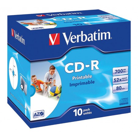 PACK 10 CD-R VERBATIM 52X 700MB WIDE PRINT SURFACE ID