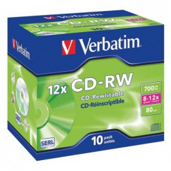 PACK 10 CD-RW VERBATIM 1 2X...