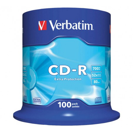 BOBINA 100 CD-R VERBATIM 52X 700MB CRYSTAL