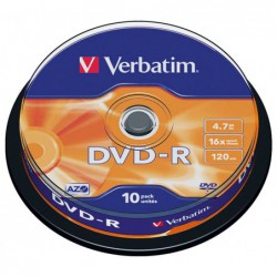 BOBINA 10 DVD-R VERBATIM 16X 4.7GB ADVANCED AZO