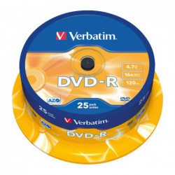 BOBINA 25 DVD-R VERBATIM 16X 4.7GB ADVANCED AZO