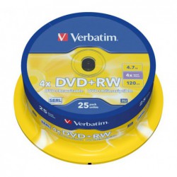 BOBINA 25 DVD+RW VERBATIM 16X 4.7GB ADVANCED