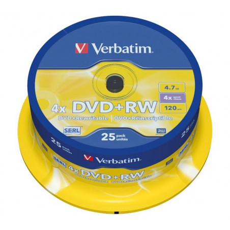 BOBINA 25 DVD+RW VERBATIM 16X 4.7GB ADVANCED